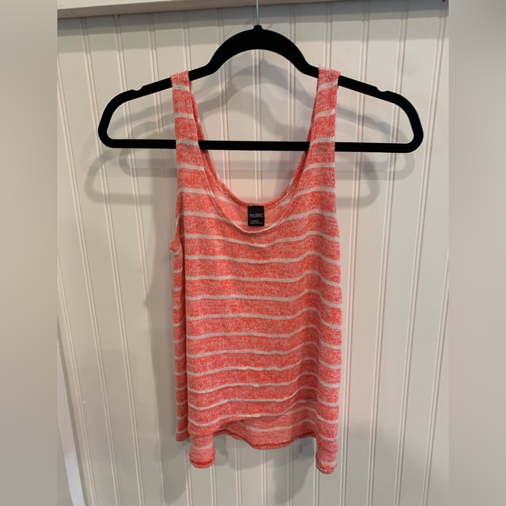 PacSun Nollie High Low Pink and White Tank